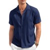 COOFANDY Men's Casual Button Down Shirt Short Sleeve Textured Summer Cuban Beach Shirts S-XXXL - 4 of 4