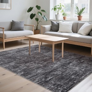 Washable rug. Modern solid-color, non-slip. Non-shedding, low-pile, foldable. Contemporary minimalist. For living/dining/bedrooms - 1 of 4