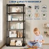 6 Tier Book Shelf, Modern Tall Bookshelf, Industrial Bookcase Corner Storage Organizer,Brown - 4 of 4