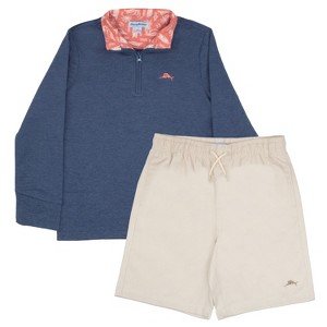 Tommy Bahama Big Boys 2 Piece Quarter Zip Long Sleeve Sweater and Shorts Back to School Set - 1 of 3
