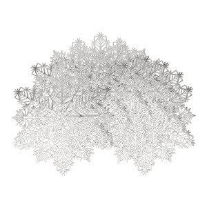 REGALWOVEN Set of 6 Snowflake Shape Placemats, Kitchen Table Mat, Seasonal Holiday Christmas Place Mats for Party Dining Table - 1 of 4