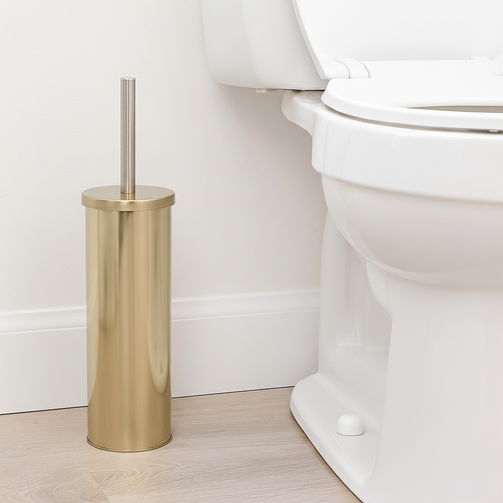Evideco Modern Brushed Gold Toilet Bowl Brush Set with Stainless Steel Handle