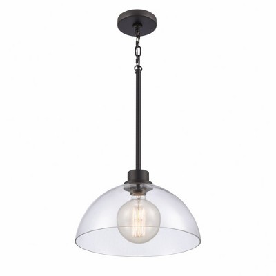 Julian Matte Black and Clear Glass Dome Pendant Light