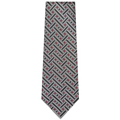 TheDapperTie Men's Black, Burgundy And Gray Geometric Necktie with Hanky
