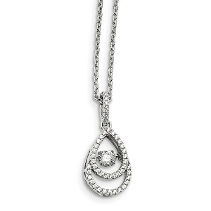 Black Bow Jewelry Rhodium Plated Sterling Silver & CZ Double Teardrop Necklace, 18-20 In - 1 of 4