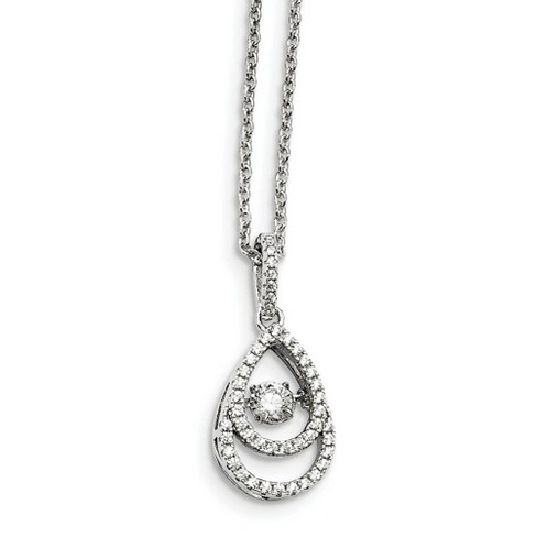 Black Bow Jewelry Rhodium Plated Sterling Silver & CZ Double Teardrop Necklace, 18-20 In - image 1 of 4