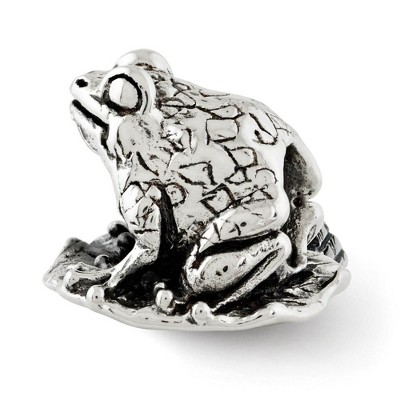 Black Bow Jewelry Sterling Silver Antiqued Frog on Lily Pad Bead Charm