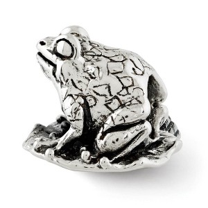 Black Bow Jewelry Sterling Silver Antiqued Frog on Lily Pad Bead Charm - 1 of 3