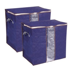 Unique Bargains Storage Bag Comforters Bags Foldable Containers with Handle & Zipper - 1 of 4