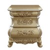 Royal Hampton Nightstand with Bombe Shaped and 3 Carved Drawers, Gold - 2 of 4