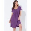 cheibear Women's U Neck Short Sleeve Lounge Dress Pajama Nightgown - 2 of 4