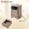 Farmhouse Nightstand with Charging Station, Wood Rustic End Table of Corner Bevel Shape with Drawers - 2 of 4