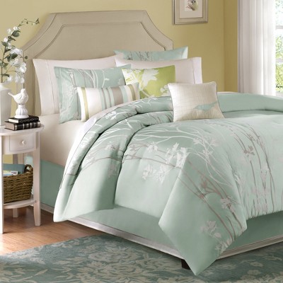 Athena 7 Piece Jacquard Comforter Set - Green (Queen)