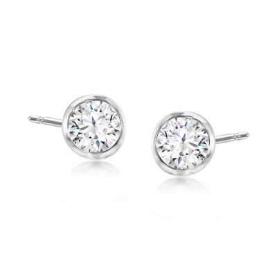 Ross-Simons 0.50 ct. t.w. Bezel-Set Diamond Stud Earrings in 14kt White Gold