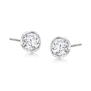 Ross-Simons 0.50 ct. t.w. Bezel-Set Diamond Stud Earrings in 14kt White Gold - 1 of 3