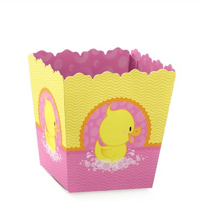 Big Dot of Happiness Pink Ducky Duck - Party Mini Favor Boxes - Girl Baby Shower or Birthday Party Treat Candy Boxes - Set of 12