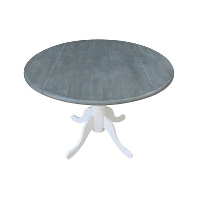 Heather Gray & White 42" Round Wood Extendable Dining Table