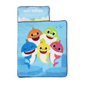 NoJo Baby Shark Toddler Nap Mat - Includes Removable Pillow and Attached Fleece Blanket - 1 of 4