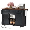 Homy Casa Kitchen Island Cart with Power Outlet, Sliding Barn Doors & Storage Drawers, Black - 4 of 4