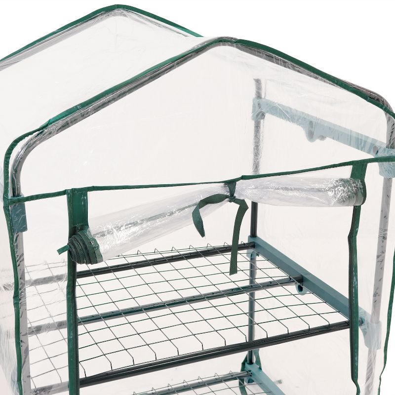 Sunnydaze Outdoor Portable Growing Rack 2-Tier Greenhouse with PVC Roll-Up Door - 2 Shelves - Clear, 6 of 14