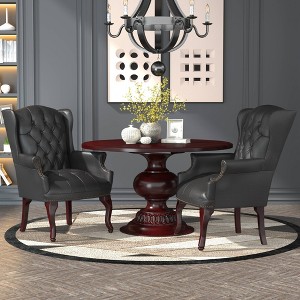Wingback Traditional Guest Chair Black - Boss Office Products: Elegant Tufted Design, Nailhead Trim, Hardwood Frame - 1 of 4