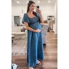 Pinkblush Light Blue Chambray Smocked Maternity Maxi Dress - 4 of 4