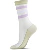 Memoi Women's Reverse Terry Stripe Sheer Cotton Blend Crew Socks - 4 of 4