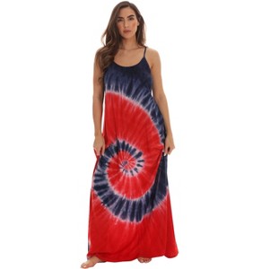 Riviera Sun Womens Maxi Dress  Tie Die Spaghetti Strap Long Sundress  Summer Dresses - 1 of 3