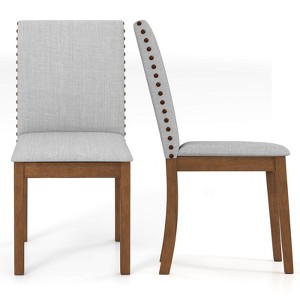Costway Upholstered Dining Chairs Set of 2/4 with Nailhead Trim Rubber Wood Legs Padded Seat - 1 of 4