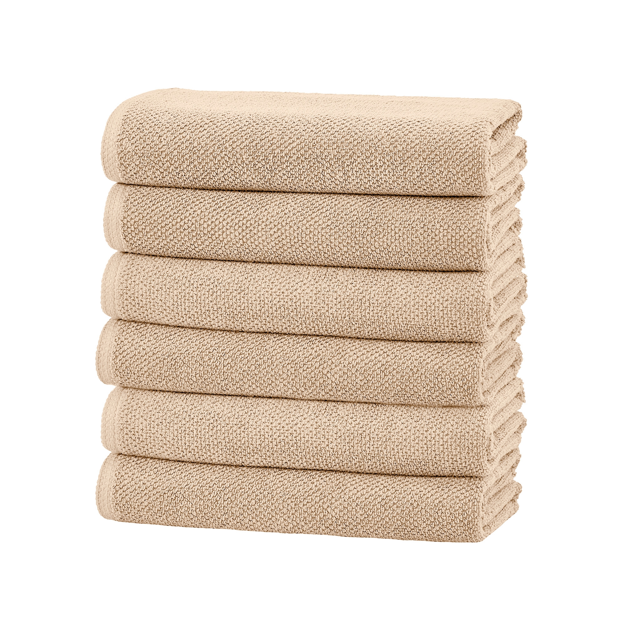 Cotton Quick Dry Loop Textured Bath Towel - Great Bay Home (Taupe, Hand Towel - Set of 6)