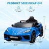 Ride on Sports Car, 12V Battery Powered Car for Kids, Licensed Corvette Kids Electric Car Toy, with RC, Visual Dashboard, Music - 2 of 4