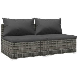 vidaXL Patio Sofa Lounge Set with Cushions, Patio Modular Couch, Seating for Garden Outside, Sectional Sofa, Outdoor Furniture - Gray and Anthracite, - 1 of 4