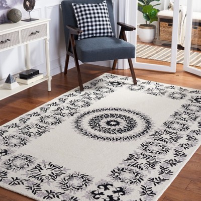 Empire Black and Ivory Hand-Tufted Wool Area Rug