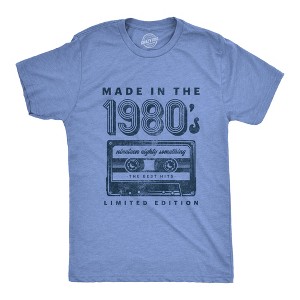 Mens Made In The 1980s T Shirt Funny Retro Cassette Tape Music Graphic Tee - Crazy Dog Men's T Shirt - 1 of 4