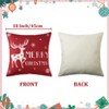 Coucheta Christmas Pillow Covers Set of 4, 18x18 Inch Farmhouse Decor with Deer & Tree Design for Winter Holiday Decor on Sofa Couch, Red - 3 of 4