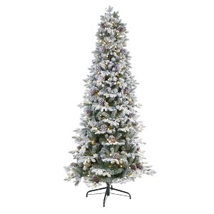 Nearly Natural 7.5' Flocked Alaskan Prelit LED Artificial Christmas Tree - 1 of 1