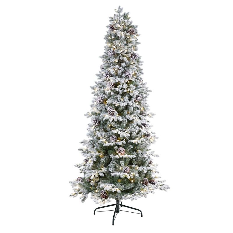 Nearly Natural 7.5' Flocked Alaskan Prelit LED Artificial Christmas Tree, 1 of 2