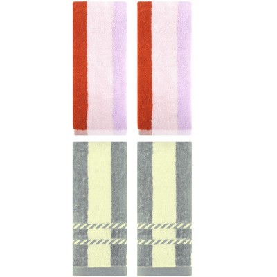 REGALWOVEN 4 Pcs Soft Absorbent Stripe Hand Towel for Bathroom, Kitchen