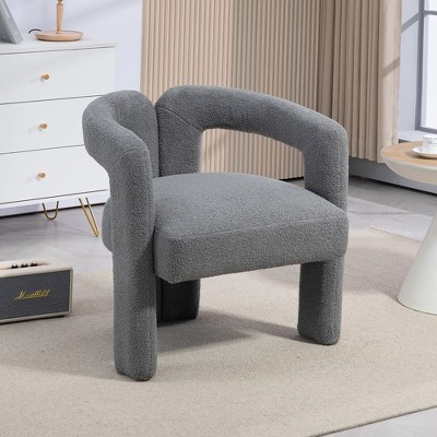 Teddy Fabric Modern Design Dining Chair,Open-Back ,Modren Kitchen Armchair For Dinging Room(Gray)