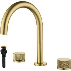 Mixxidea 3 Holes Widespread Bathroom Faucet Gold - 1 of 3