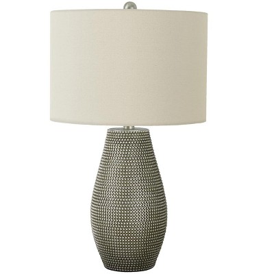 24" Gray Resin Table Lamp with Ivory Fabric Shade