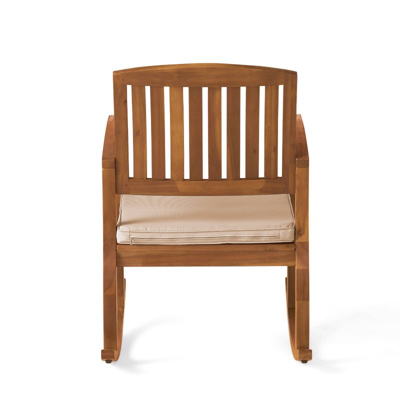 Selma 2pk Acacia Wood Rocking Chair - Teak/White - Christopher Knight Home, 5 of 11