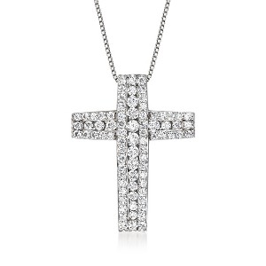 Ross-Simons 1.00 ct. t.w. Diamond Cross Pendant Necklace in Sterling Silver - 1 of 4