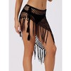 Allegra K Women's Hollow Out Beach Cover Up Fish Net Wrap Mesh Sheer Mini Tassel Skirts - 2 of 4