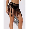 Allegra K Women's Hollow Out Beach Cover Up Fish Net Wrap Mesh Sheer Mini Tassel Skirts - image 2 of 4