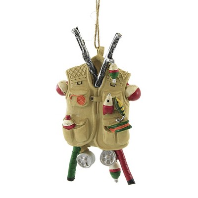 Holiday Ornament 4.75" Fishing Vest Rods Reels Lures Bobbins  -  Tree Ornaments