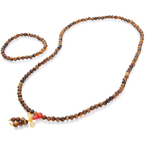 Juvale 2 Pieces Chakra Necklace And Bracelet Set Natural Tiger S Eye Stone Target