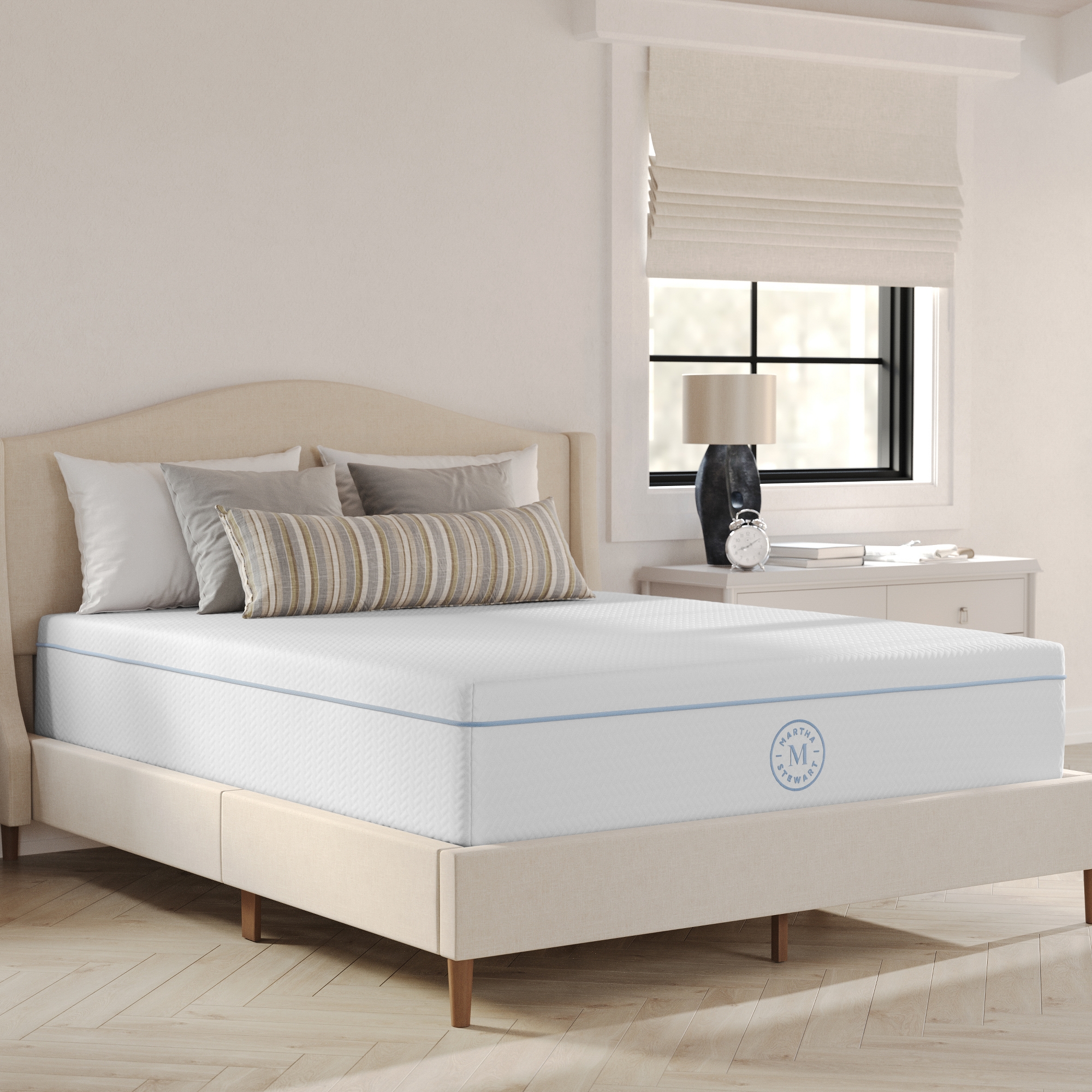 Martha Stewart Medium Support Dual-Action Green Tea Cooling Memory Foam Mattress in a Box-Queen