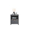 Vynxaria Modern Night Stand - Blue & Gray Finish, Spacious Top, Smooth-Glide Drawer, Open Shelf, Compact, Durable, Easy Assembly - 4 of 4