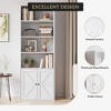 71.4 Inch High Bookcase, Farmhouse Bookcase with Doors and Open Shelves, 6-Tier Freestanding Wooden Bookcase for Living Room, Bedroom, Office - 3 of 4